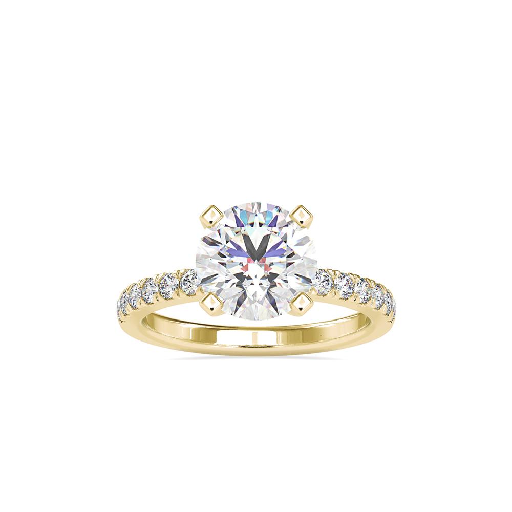 Classic 4 Prong French Pave Diamond Engagement Ring