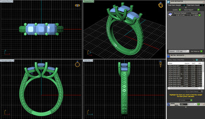 Vintage Radiant 3 Stone Engagement Ring