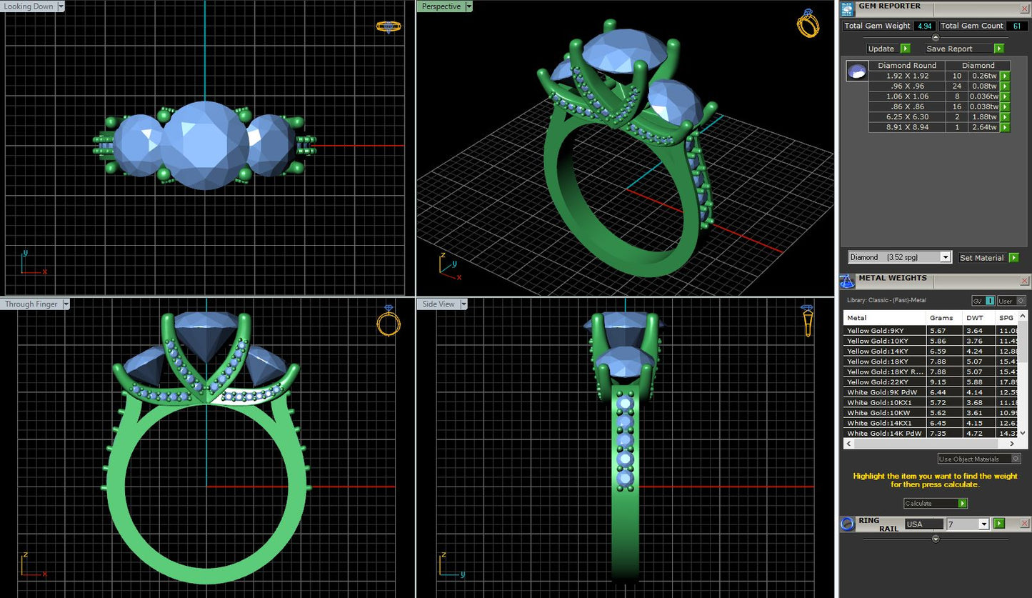 Three-Stone Round Diamond Engagement Ring