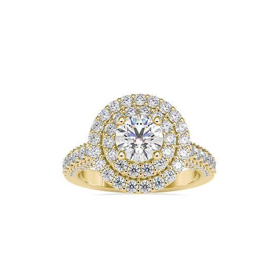 Vintage Round Double Halo Diamond Engagement Ring