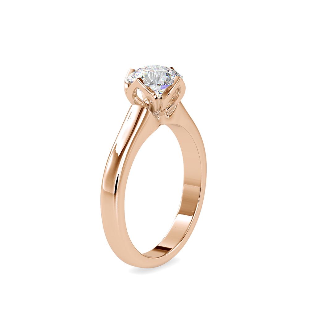 Classic Round Lotus Setting Solitaire Engagement Ring