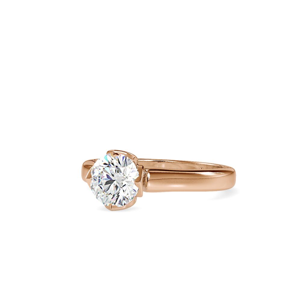 Classic Round Lotus Setting Solitaire Engagement Ring