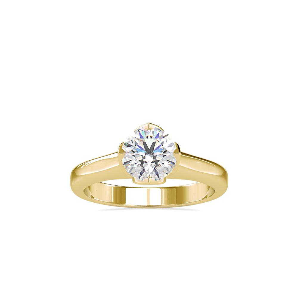 Classic Round Lotus Setting Solitaire Engagement Ring