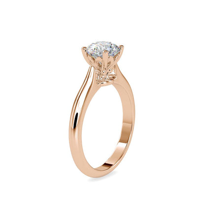 Classic Round Hidden Lotus Solitaire Engagement Ring