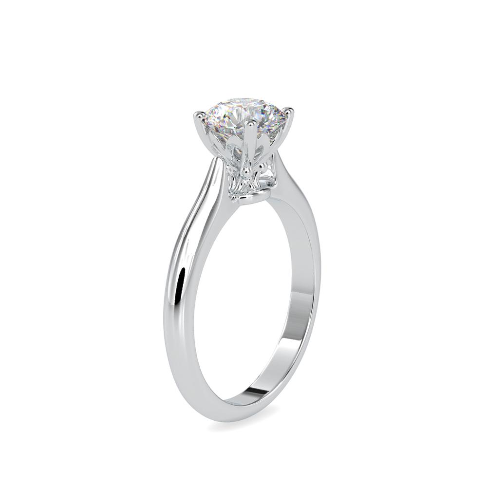 Classic Round Hidden Lotus Solitaire Engagement Ring