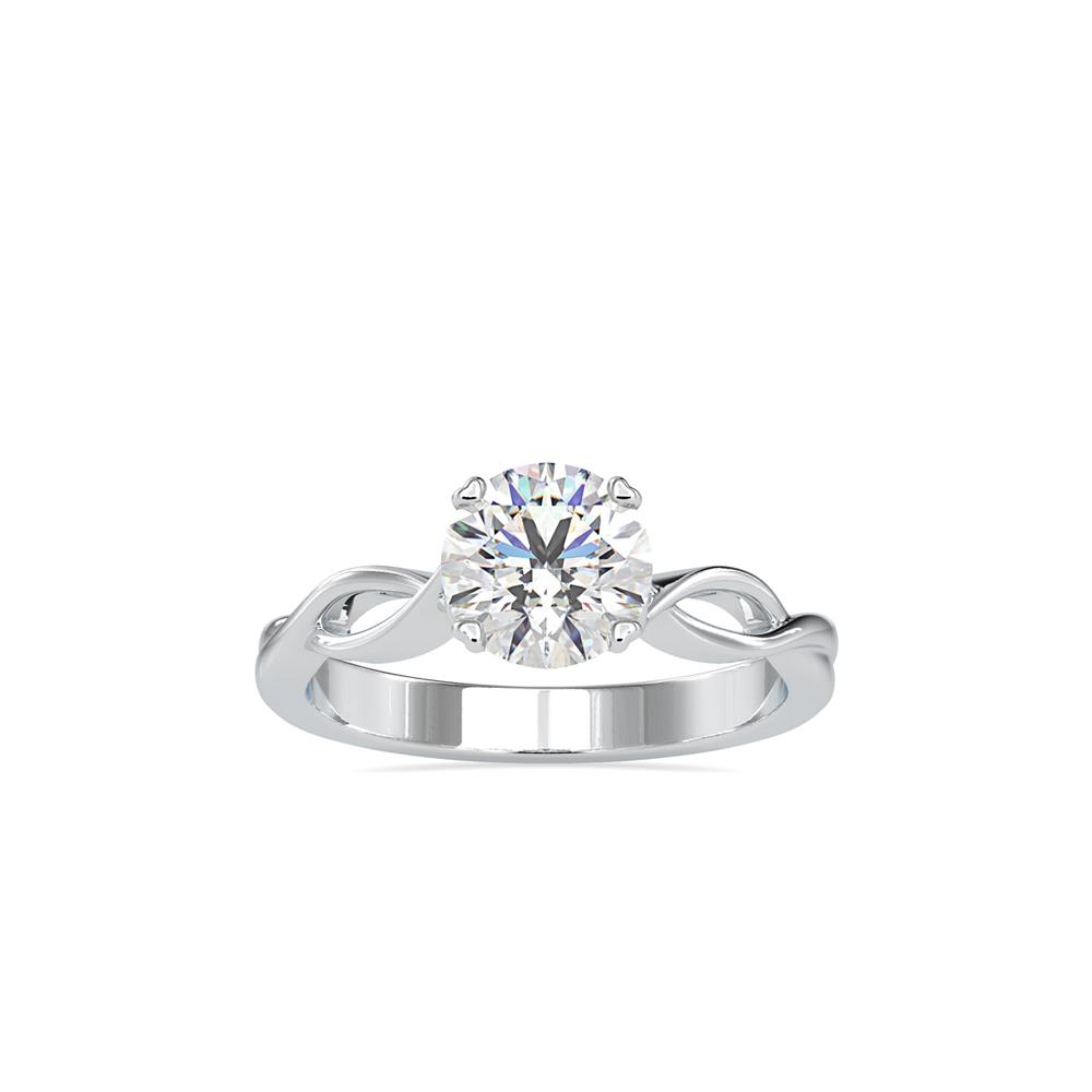 Fancy Round Heart Shape Prong Twisted Solitaire Engagement Ring