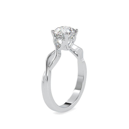 Fancy Round Heart Shape Prong Twisted Solitaire Engagement Ring
