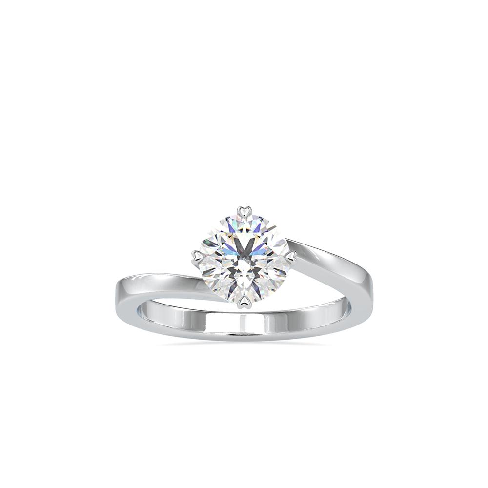 Fancy Heart Shape Prong Round Bypass Solitaire Engagement Ring