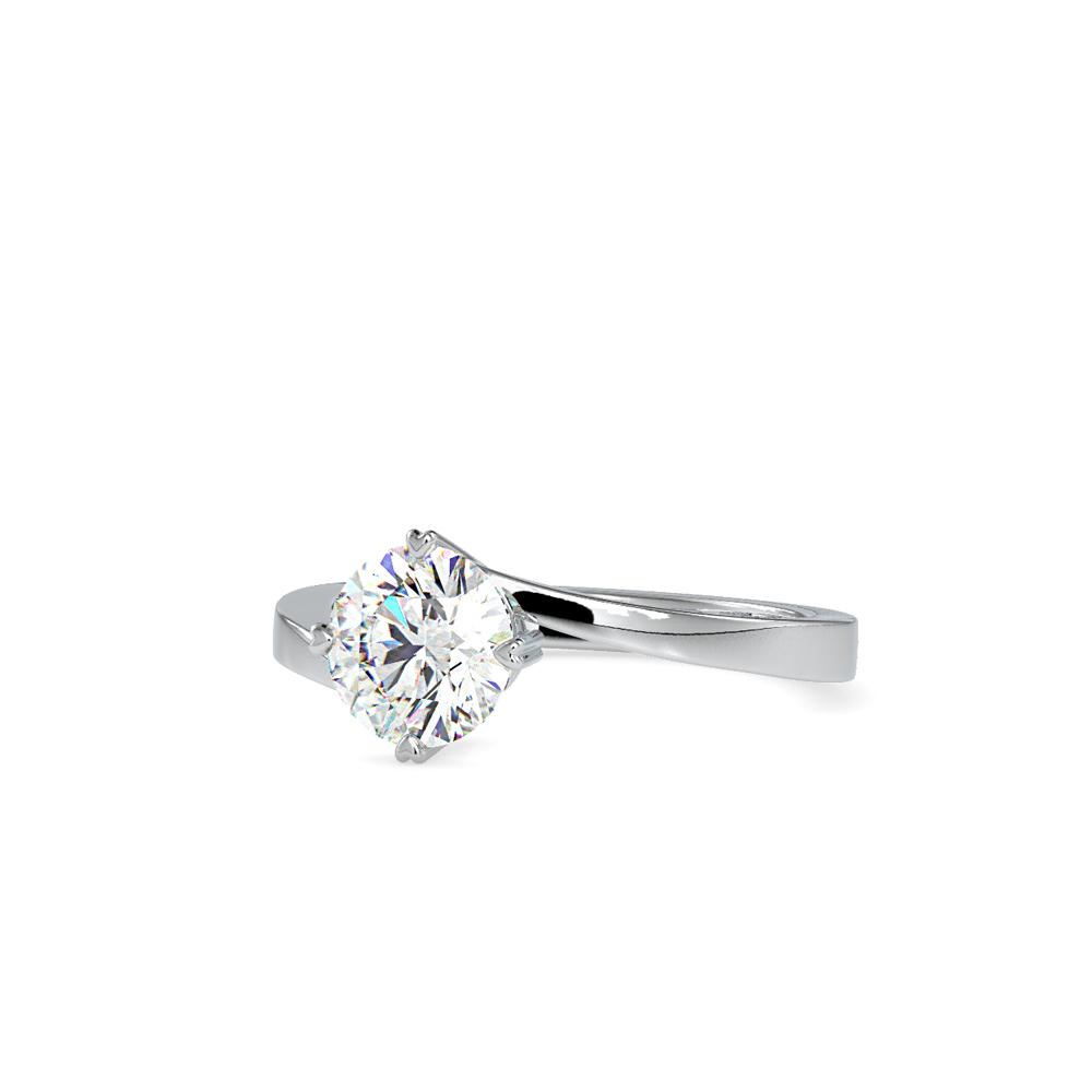 Fancy Heart Shape Prong Round Bypass Solitaire Engagement Ring