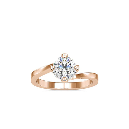 Petite 4 Prong Round Bypass Solitaire Engagement Ring