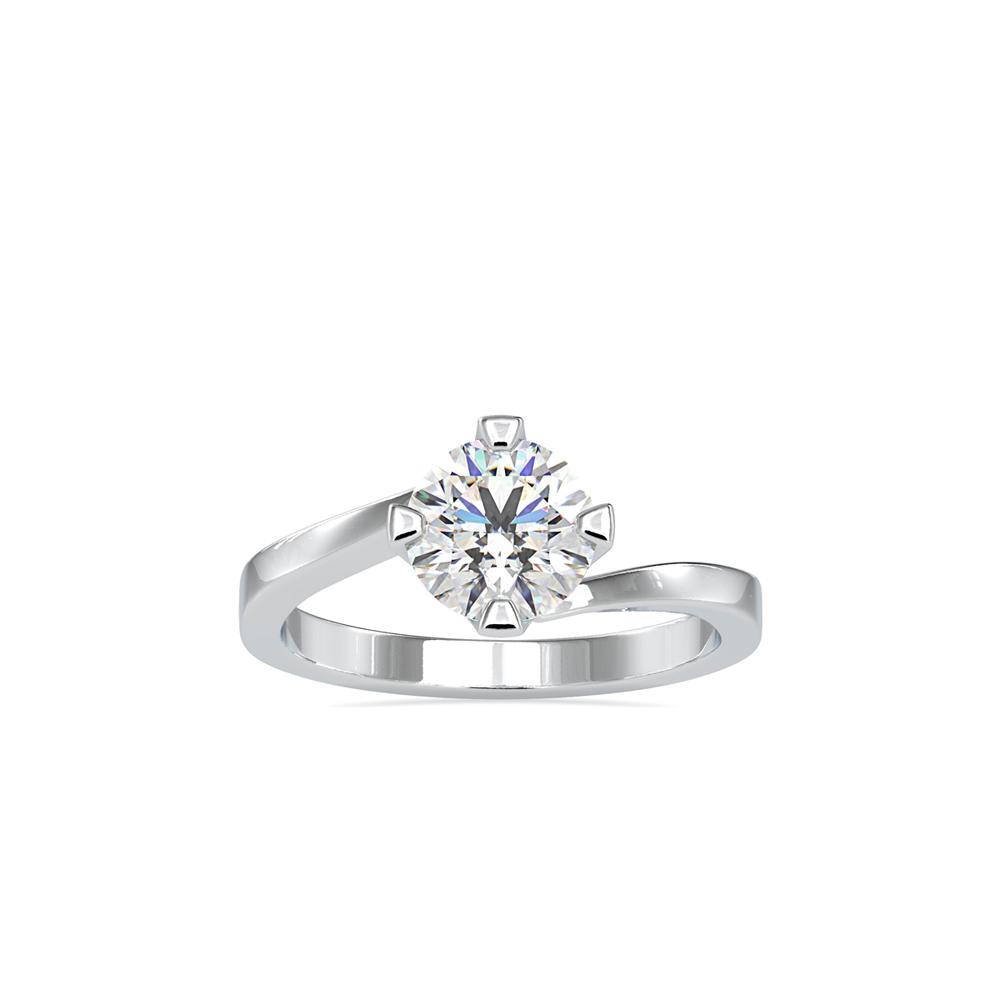 Petite 4 Prong Round Bypass Solitaire Engagement Ring