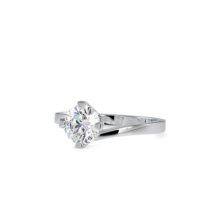 Petite 4 Prong Round Bypass Solitaire Engagement Ring