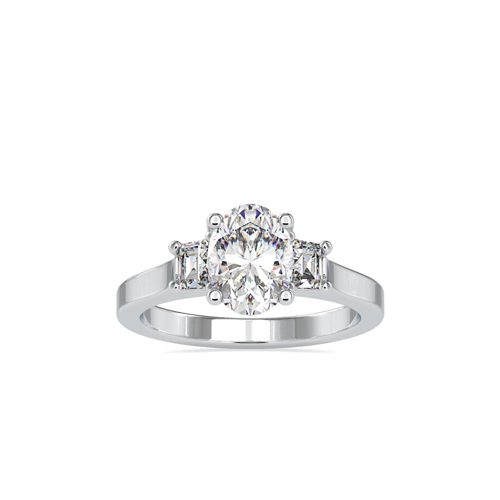 An oval center diamond ring