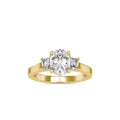An oval center diamond ring