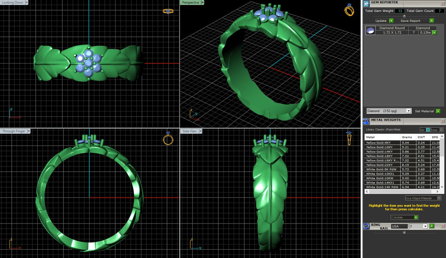 Laurel Leaf Band with Cluster