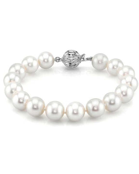 10-11mm White Freshwater Pearl Bracelet - AAAA Quality