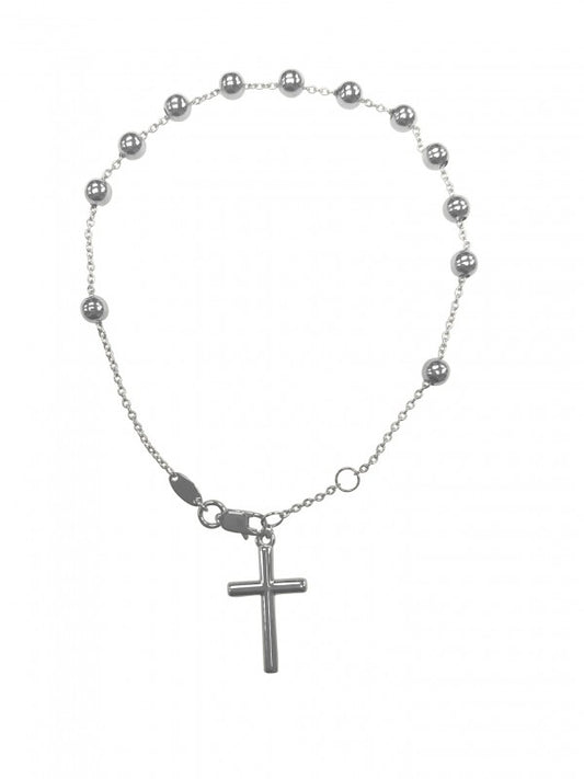 10K WHITE GOLD ROSARY BRACELET