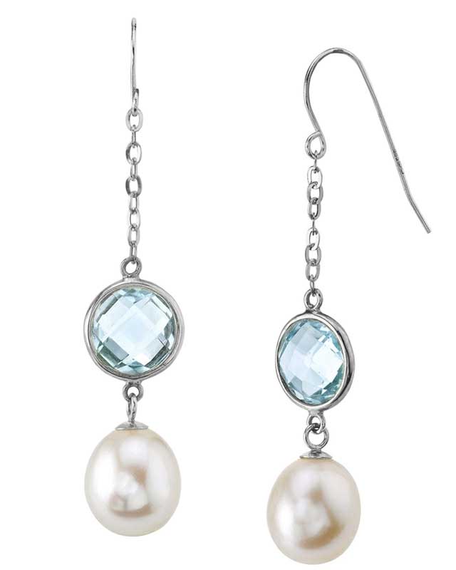 14K Gold Freshwater Pearl & Topaz Jolie Earrings