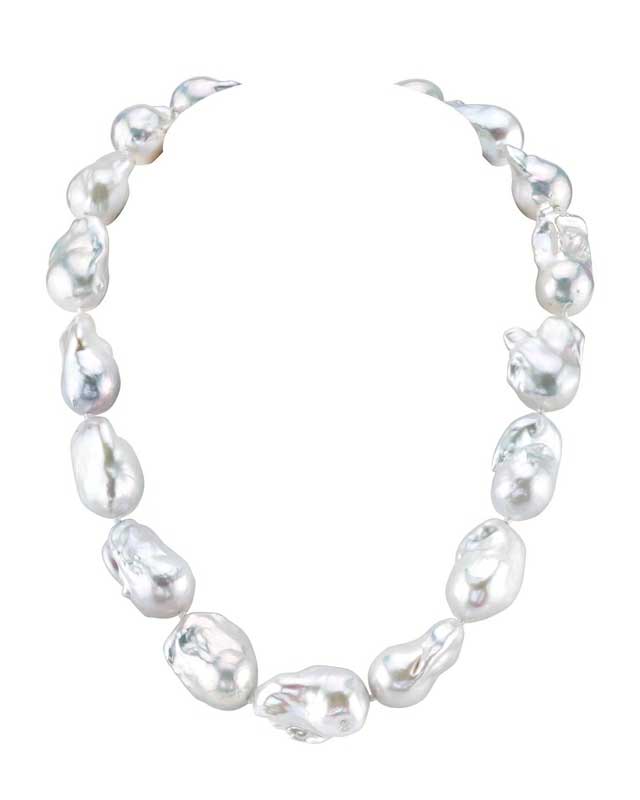 13-16mm-Freshwater-White-Baroque-Pearl-Necklace---AAA-Quality