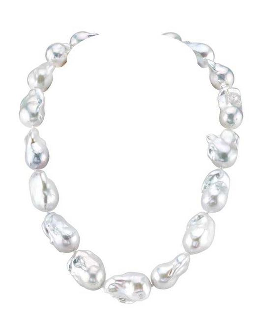 13-16mm-Freshwater-White-Baroque-Pearl-Necklace---AAA-Quality