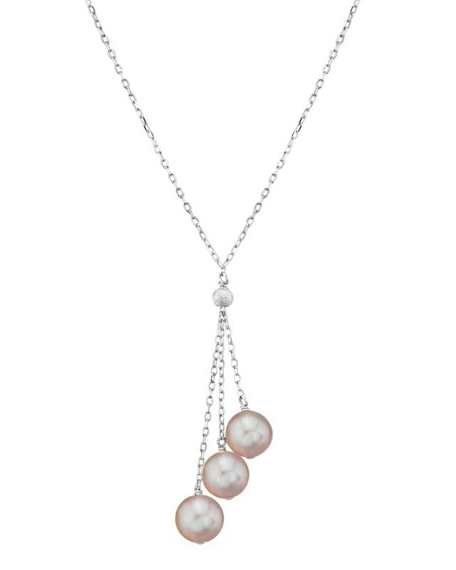 14K Gold Pink Freshwater Pearl Tincup Cluster Pendant