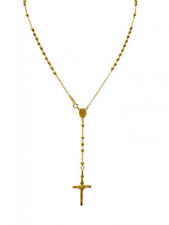 14K YELLOW GOLD ROSARY NECKLACE 3MM BEAD