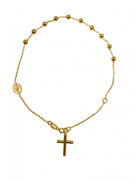 14K YELLOW GOLD ROSARY BRACELET 3MM BEAD