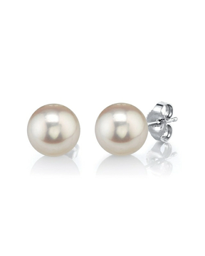 8mm White Freshwater Pearl Stud Earrings