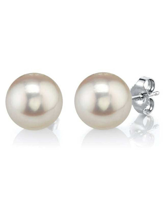 9mm White Freshwater Pearl Stud Earrings