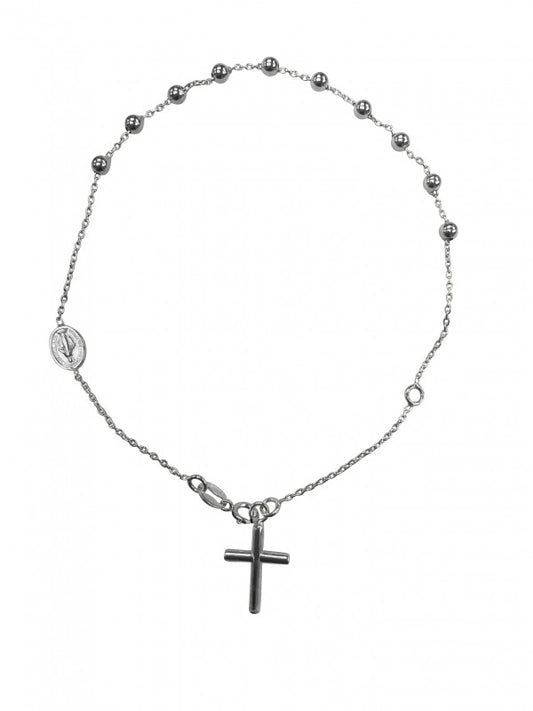 18K WHITE GOLD ROSARY BRACELET 3MM BEAD