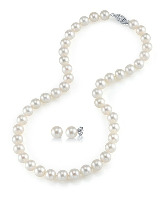 9-10mm Freshwater Pearl Necklace & Earrings