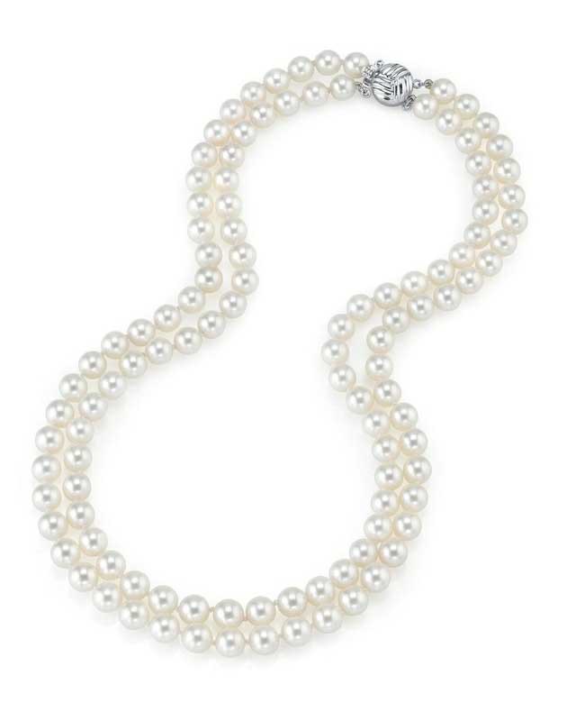 7-8mm-White-Freshwater-Pearl-Double-Strand-Necklace