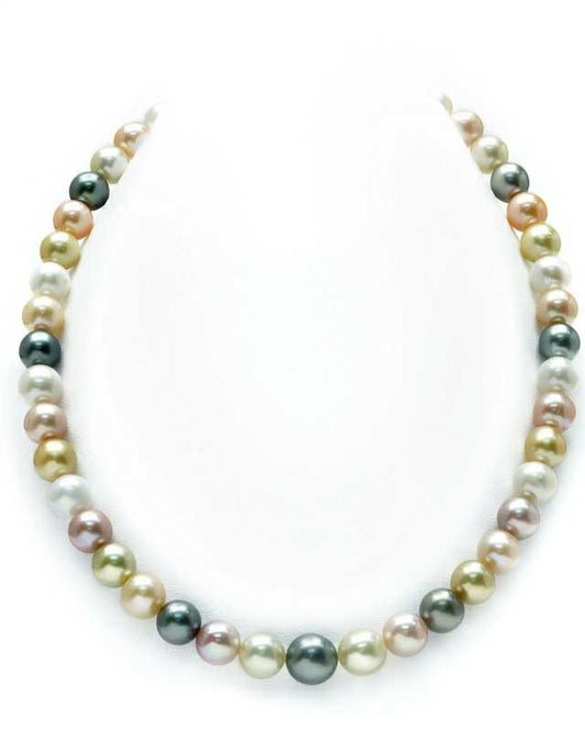 8-10mm South Sea & Freshwater Multicolor Pastel Pearl Necklace - AAA Quality