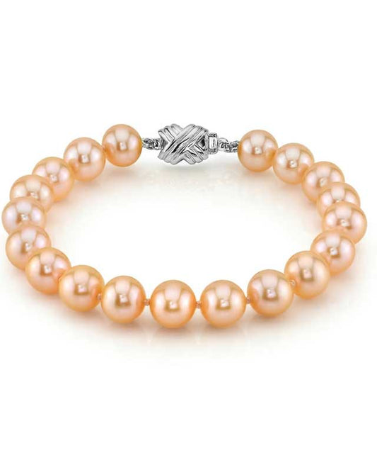 8-9mm Peach Freshwater Pearl Bracelet - AAA Quality