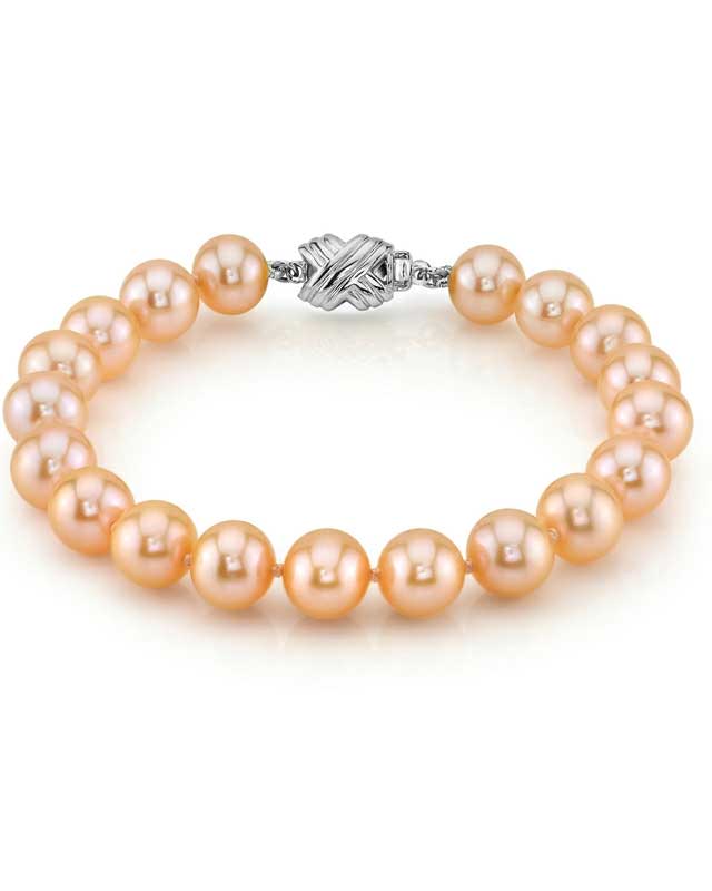 8-9mm Peach Freshwater Pearl Bracelet - AAAA Quality