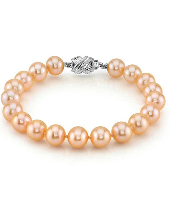 8-9mm Peach Freshwater Pearl Bracelet - AAAA Quality