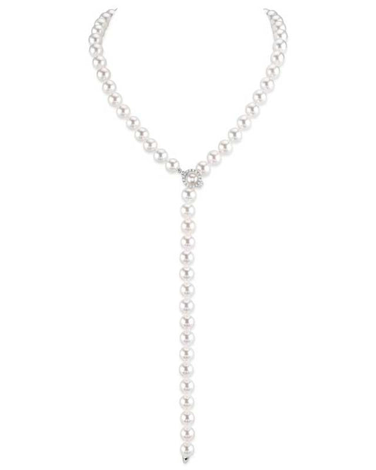 8-9mm-White-Freshwater-Pearl-&-Diamond-Adjustable-Y-Shape-Necklace--AAAA-Quality