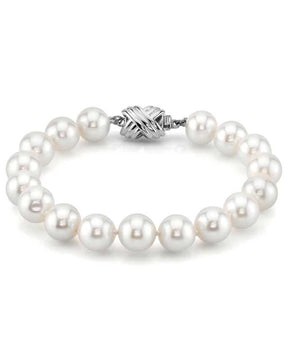 9-10mm White Freshwater Pearl Bracelet - AAAA Quality