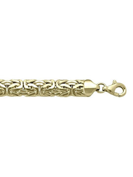 CZB122 - YELLOW GOLD HOLLOW FLAT BYZANTINE LINK