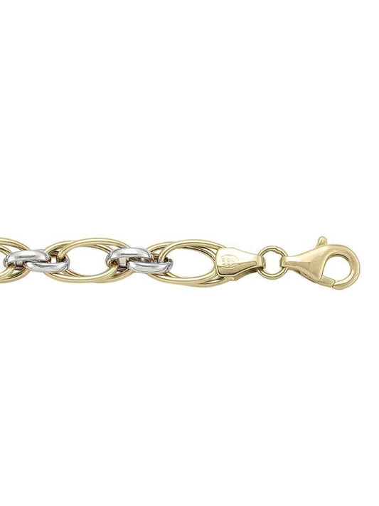 TWO TONE HOLLOW FANCY LINK BRACELET