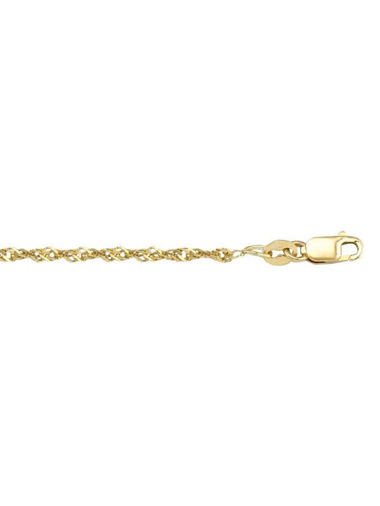 Yellow Gold Solid Singapore Link Anklet
