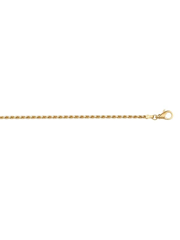 Yellow Gold Solid Diamond Cut Rope Anklet