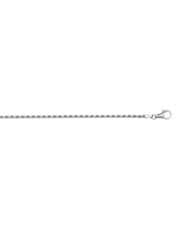 White Gold Solid Diamond Cut Rope Anklet