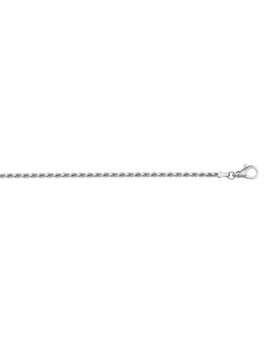 White Gold Solid Diamond Cut Rope Anklet