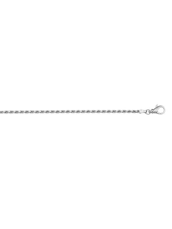 White Gold Solid Diamond Cut Rope Anklet