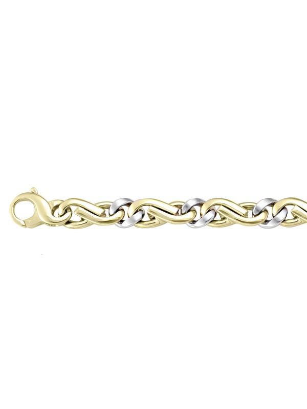 TWO TONE SOLID FANCY LINK BRACELET