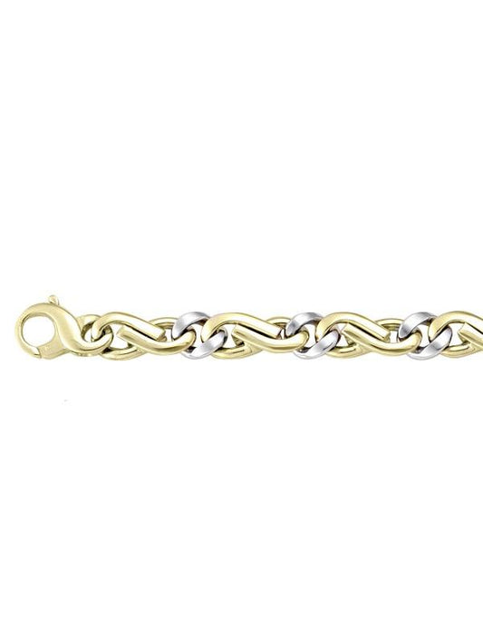 TWO TONE SOLID FANCY LINK BRACELET