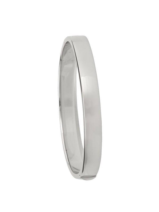 WHITE GOLD SQUARE TUBE HIGH POLISH HOLLOW BANGLE