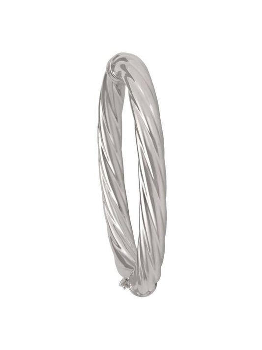 8MM WHITE GOLD TWIST BANGLE