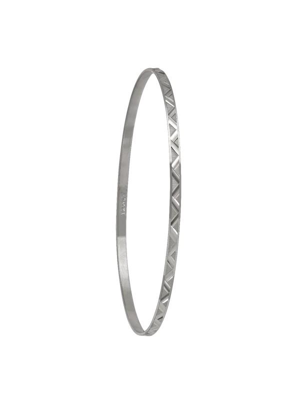 2mm White Gold Diamond Cut Slip On Bangle